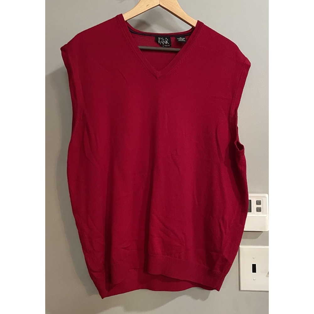 Jos A Bank Sweater‎ Vest Merino Wool  Sleeveless V-Neck Pullover Mens XL